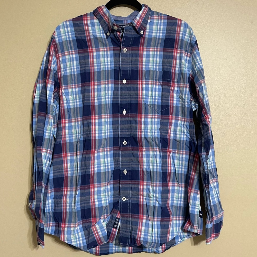 Crown & Ivy Classic‎ Fit Button Down blue red size medium